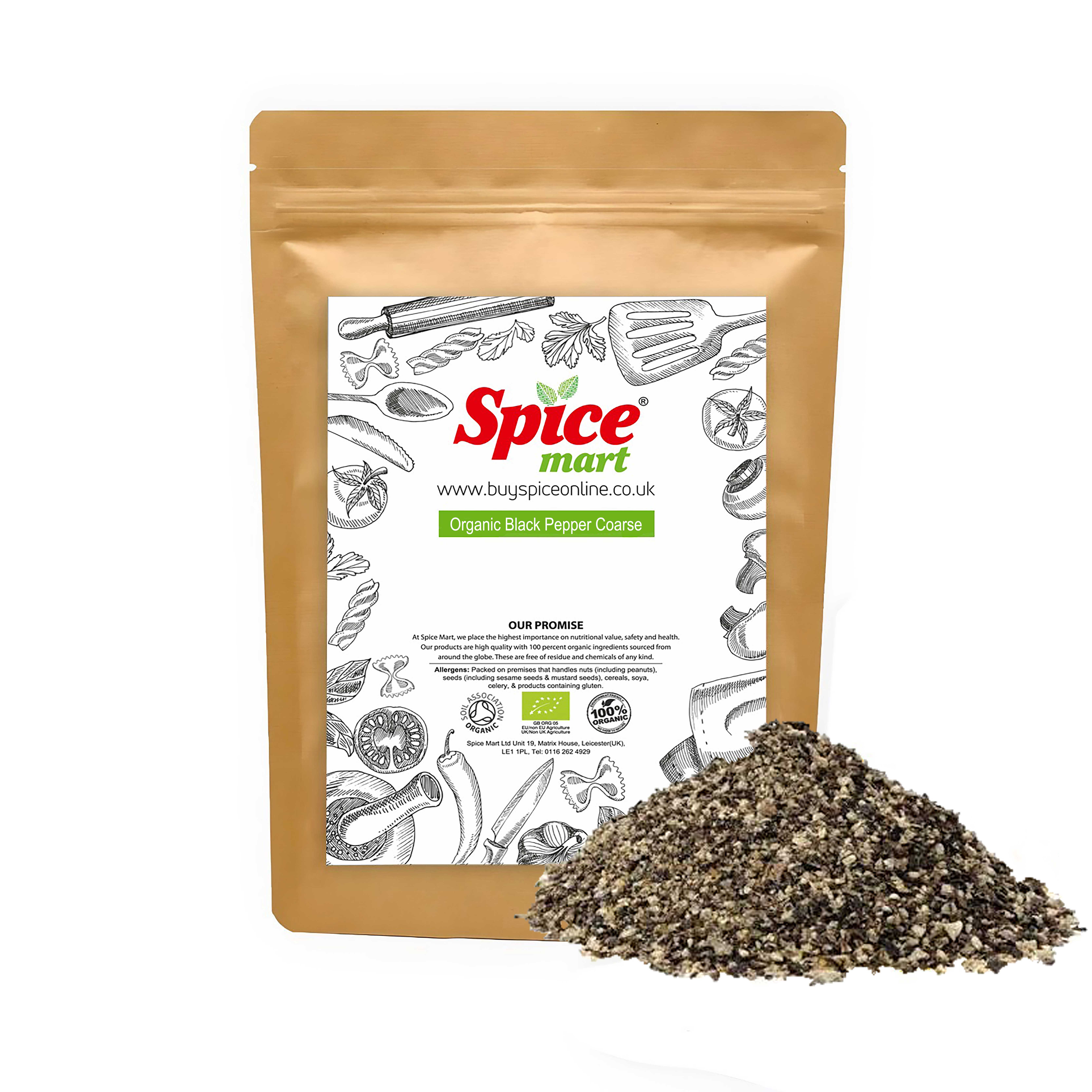 Organic Black Peppercorns Coarse 50g